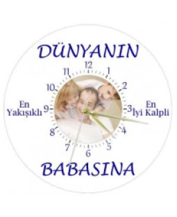 Babaya Ödül Esprili Cam Saat Kişiye Özel Fotoğraflı