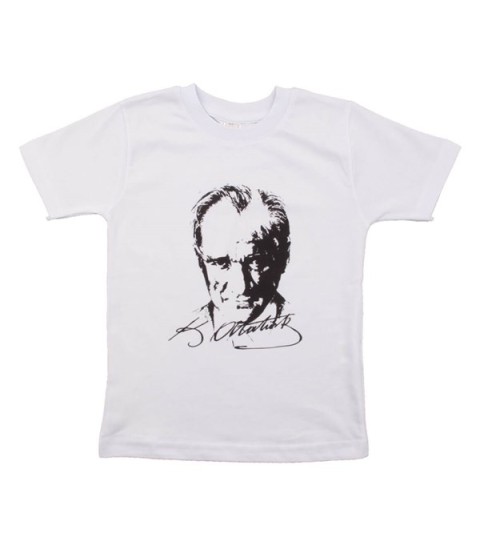 Atatürk Desenli Beyaz Tshirt