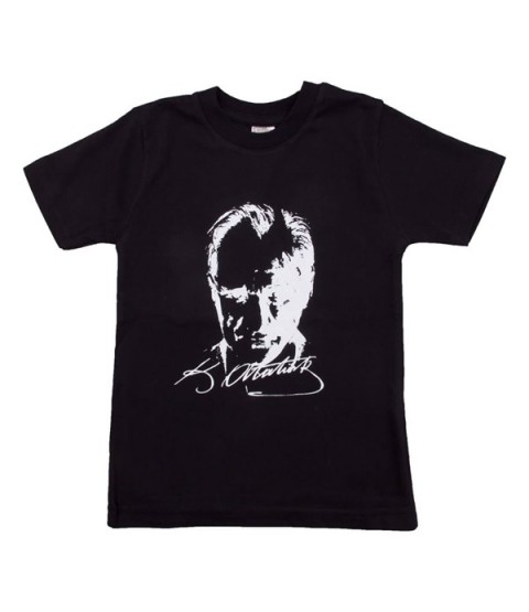 Atatürk Desenli Siyah Tshirt (Çocuk)