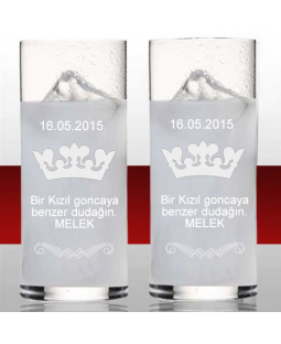 Kişiye Özel Kraliçe Temalı 2' li Rakı Bardağı Seti