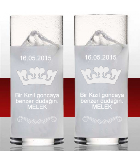 Kişiye Özel Kraliçe Temalı 2' li Rakı Bardağı Seti