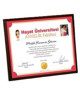 Annelerin Annesi Diploması - Ön Yüzü Metal Ahşap Plaket